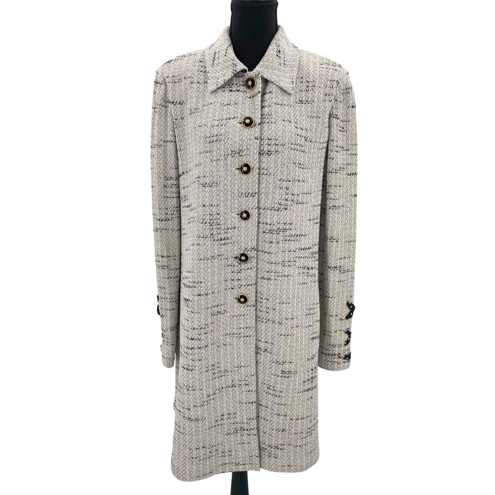 PRISTINE St. John Collection Ivory Tweed Knit Lace Up Corset Back Jacket 10